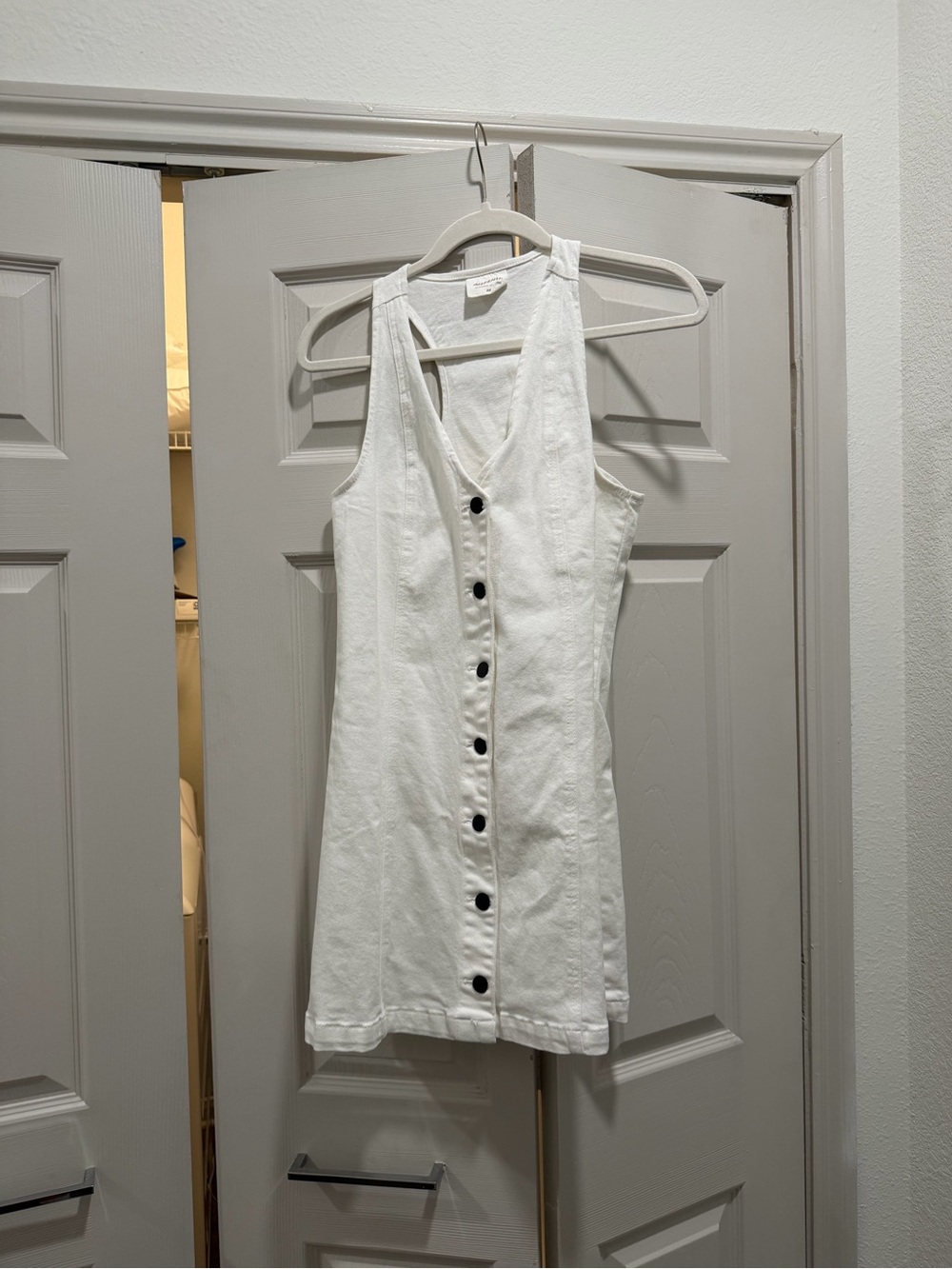 White Button-Front Mini Dress